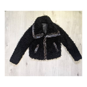 Plastic Island Fuzzy Black Faux Biker Jacket